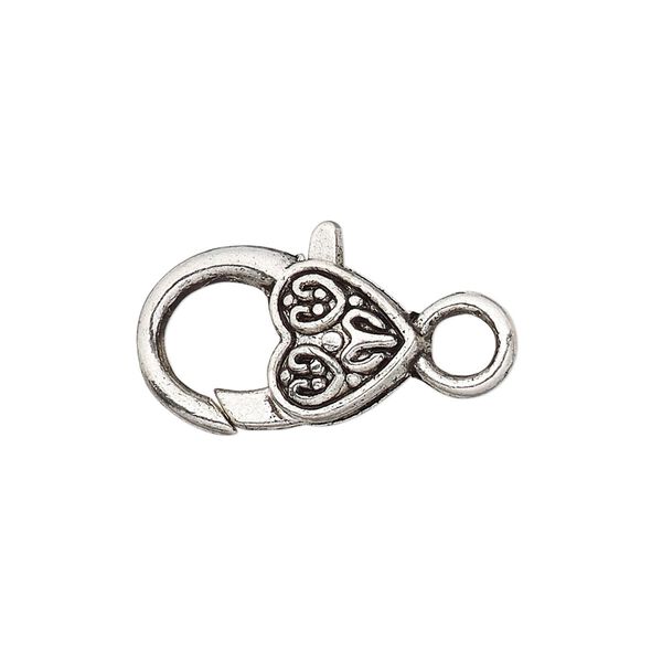 Clasp lobster claw 1pkg8 silver-plated "pewter" (zinc alloy), 19.5x12.5mm double-sided, antique 1-strand image number 0