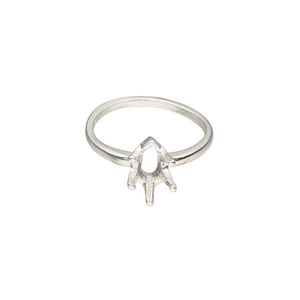 Ring, Sure-Set&trade;, sterling silver, 9x6mm 6-prong pear basket setting, size 6. Sold individually.