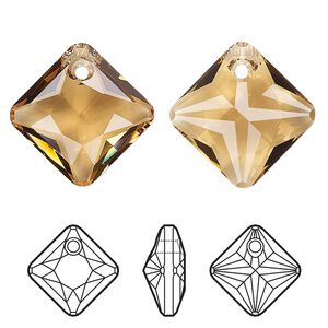 Drop 1pk light Colorado topaz, Crystal Passions&reg; 16mm pendant princess cut 6431