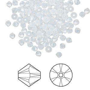 Bead 144pk white opal, Crystal Passions&reg; 3mm bicone 5328