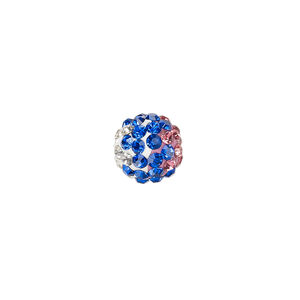 Bead, Egyptian glass rhinestone / epoxy / resin, white / pink / cobalt blue, 10mm round with pav&eacute; wave design. Sold individually.