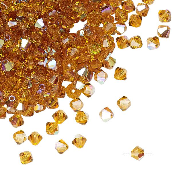 Bead 720pk topaz AB, Preciosa Czech crystal 4mm bicone image number 0