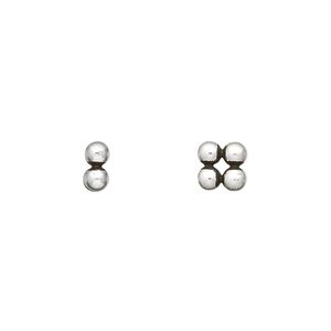Bead 1pkg4 sterling silver, 7mm square / beaded