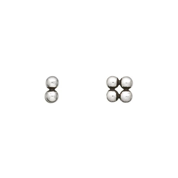 Bead 1pkg4 sterling silver, 7mm square / beaded image number 0