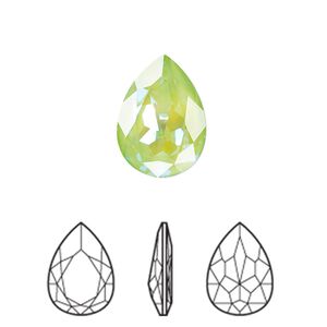 Fancy stone 1pk crystal ultra green AB, Crystal Passions&reg; 18x13mm pear 4320