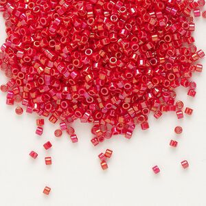 Seed bead, Delica&reg;, glass, pkg/50g, #11 round, opaque rainbow luster red (DB-0214).