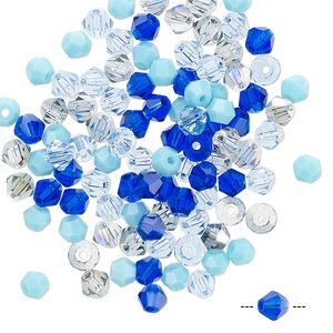 Bead mix 100pk 16 facets blue, Celestial Crystal&reg; 4mm bicone