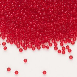 Seed bead, Dyna-Mites&trade;, glass, pkg/1/2kg, #11 round, transparent red, (7 11/0 RR).