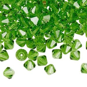 Bead 288pk peridot, Preciosa Czech crystal 6mm bicone