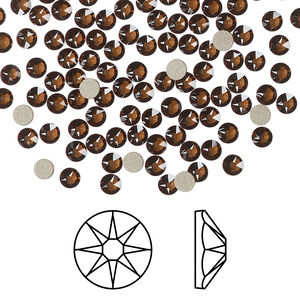 Flat back 1pkg1440 smoked topaz foil back, Swarovski&reg; ReCreated&trade;, 3-3.2mm rose round SS12 2088