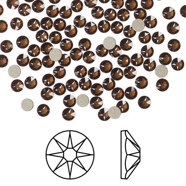 Flat back 1pkg1440 smoked topaz foil back, Swarovski&reg; ReCreated&trade;, 3-3.2mm rose round SS12 2088 image number 0