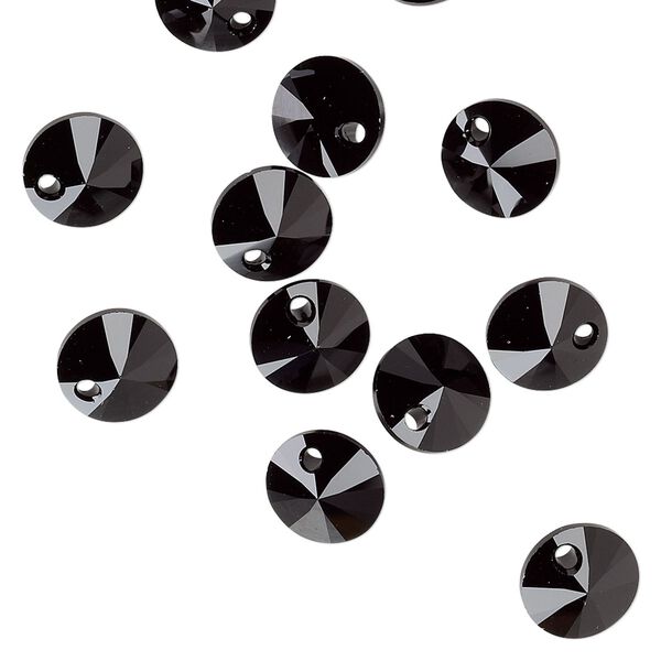 Drop 144pk jet, Swarovski&reg; 8mm pendant mini disk 6428 image number 1