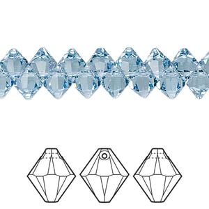 Drop 12pk aquamarine, Crystal Passions&reg; 6mm pendant bicone 6328