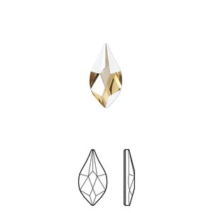 Flat back 4pk crystal golden shadow foil back, Crystal Passions&reg; 14x7mm flame 2205