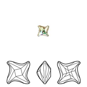Fancy stone 2pk crystal luminous green foil back, Crystal Passions&reg; 6mm twister 4485