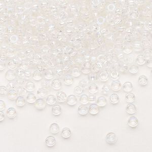 Seed bead, Preciosa Ornela Czech glass, pkg/50g, #8 rocaille, translucent blue iris clear, (58135).