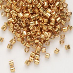Seed bead, Delica&reg; 1pkg250g glass, #8 round, opaque galvanized yellow gold / outside dyed (DBL-0410)