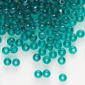 Seed bead, Preciosa Ornela, glass, transparent teal, #6 rocaille. Sold per 50-gram pkg.