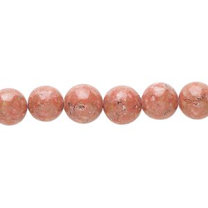 Multi-gemstone / mother-of-pearl shell / resin 1pkg1, round bead 15 inch pale pink 7-9mm