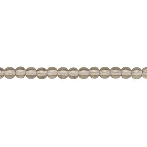 Bead, Czech glass druk, transparent smoke, 4mm round. Sold per 15-1/2" to 16" strand.