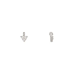 Drop, sterling silver and cubic zirconia, clear, 4x3.5x3.5mm triangle. Sold individually.