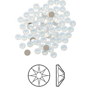 Flat back 144pk white opal foil back, Crystal Passions&reg; 3-3.2mm rose round SS12 2088