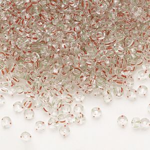 Seed bead, Preciosa Ornela, glass, transparent red / green / clear, #8 rocaille. Sold per 50-gram pkg.