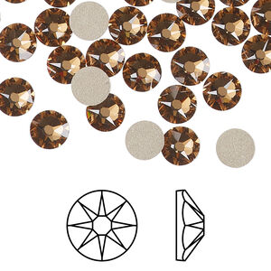 Flat back 1pkg144 light smoked topaz foil back, Crystal Passions&reg; Regenerated 6.32-6.5mm rose round SS30 2088
