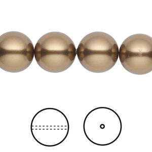 Pearl 10pk antique brass, Crystal Passions&reg; 12mm round 5810