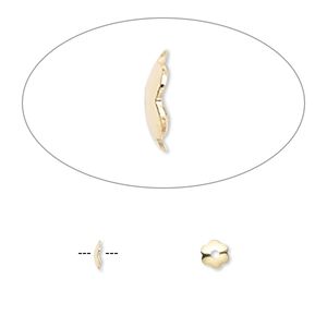 Bead cap, gold-plated brass, 4x1mm scalloped round, fits 4-6mm bead. Sold per pkg of 100.