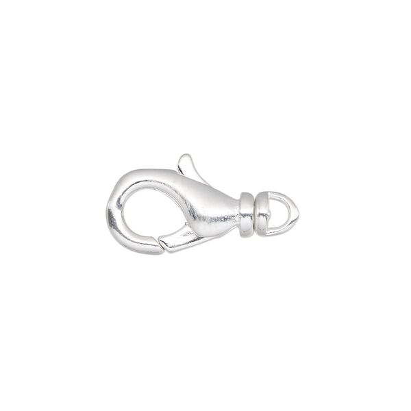 Clasp lobster claw 1pkg10 silver-plated, 14x8mm swivel, brass 1-strand image number 0