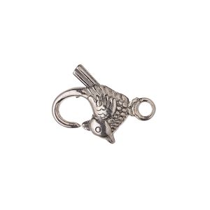 Clasp lobster claw 1pkg8 gunmetal-plated "pewter" (zinc alloy), 18x17mm double-sided, 1-strand
