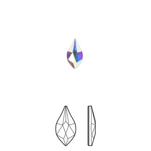 Flat back 12pk crystal AB foil back, Crystal Passions&reg; 7.5x4mm flame 2205