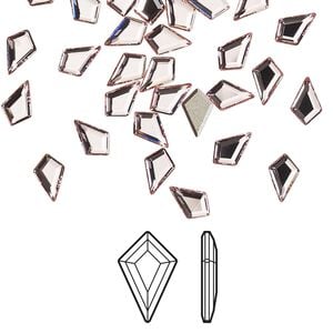 Flat back 24pk light rose foil back, Crystal Passions&reg; 6.4x4.2mm kite 2771