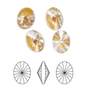 Chaton 2pk crystal ochre DeLite, Crystal Passions&reg; 18x13.5mm oval rivoli 4122