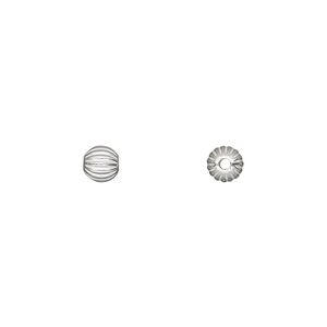 Bead 1pkg10 sterling silver, 5mm seamless corrugated round