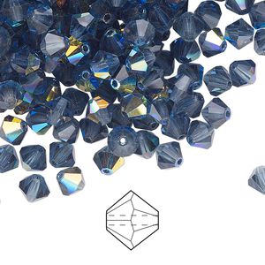 Bead 576pk Montana AB, Preciosa Czech crystal 5mm bicone