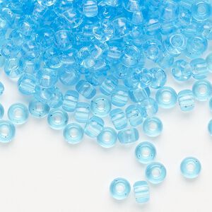 Seed bead, Miyuki, glass, pkg/250g, #6 rocaille, transparent aqua (RR-148).