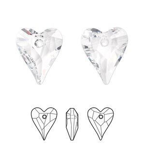 Drop 72pk crystal, Swarovski&reg; 17x14mm pendant wild heart 6240