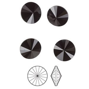 Chaton 8pk jet, Preciosa MAXIMA Czech crystal rhinestone 10.54-10.91mm rivoli SS47