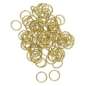 Jump ring 1pkg100 brass, 9mm soldered closed round, 20 gauge / 7.5mm inside diameter