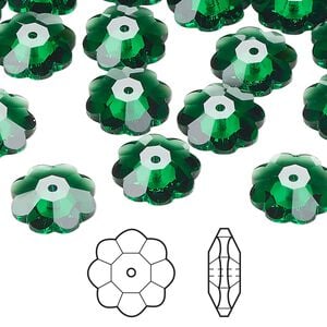 Margarita flower 144pk majestic green, Swarovski&reg; 12mm 3700