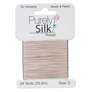 Thread, Purely Silk&trade;, grey, size D. Sold per 28-yard card.