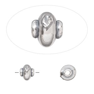 Bead 1pkg1 sterling silver, 8x7mm lobed round, electroformed JBB Findings