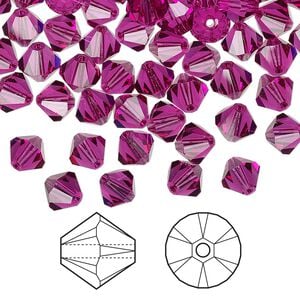 Bead 144pk fuchsia, Crystal Passions&reg; 6mm bicone 5328