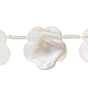 Mother-of-pearl shell 1pkg1, top-drilled flat flower bead 17 inch white 21x16mm-23x19mm