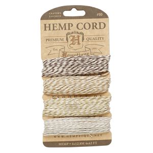 Cord, Hemptique&reg;, polished hemp, assorted colors, 0.5mm diameter, 10-pound test. Sold per set of (4) 42-foot sections.