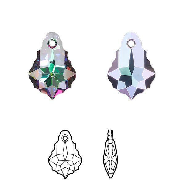 Drop 2pk crystal electra, Crystal Passions&reg; 16x11mm pendant baroque 6090 image number 0