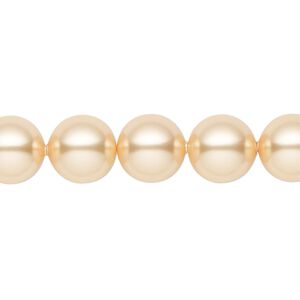 Pearl 100pk gold, Swarovski&reg; 10mm round 5810