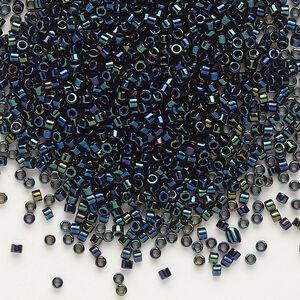 Seed bead, Delica&reg;, glass, pkg/50g, #11 round, opaque metallic iris dark blue (DB-0002).